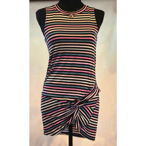 Striped Sleeveless Tunic Dress Knot